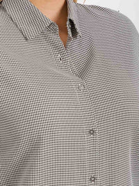 PLUS SIZE LONG SLEEVES BUTTON UP HIGH-LOW PLAID SHIRT
