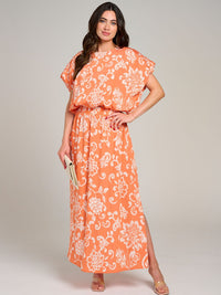 WOMEN'S SHORT SLEEVE TOP & ELASTIC WAIST MAXI SKIRT FLORAL 2PC. SET