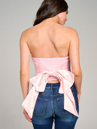 WOMEN'S SLEEVELESS BACK BOW DETAILED SEQUINS TUBE TOP