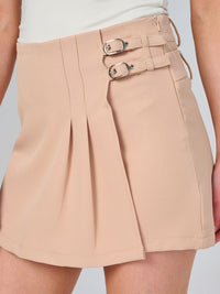 WOMEN'S ZIPPER CLOSURE PLEATED MINI SKORT