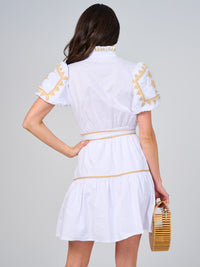 WOMEN'S SHORT SLEEVE V-NECK COLORBLOCK SELF TIE MINI DRESS