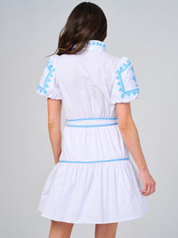 WOMEN'S SHORT SLEEVE V-NECK COLORBLOCK SELF TIE MINI DRESS