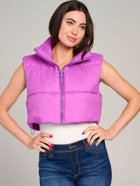 WOMEN'S SLEEVELESS ZIPPER CLOSURE PUFFER VEST