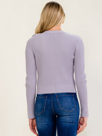 WOMEN'S LONG SLEEVE BUTTON UP V-NECK FRONT POCKETS RIBBED TOP