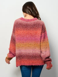 WOMEN'S LONG SLEEVE MULTI COLORS PULLOVER SWEATER