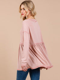 WOMEN'S LONG SLEEVE V-NECK OVERSIZED TOP