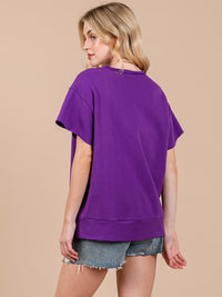 WOMEN'S SHORT SLEEVE V-NECK USA COLORBLOCK TOP