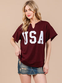 WOMEN'S SHORT SLEEVE V-NECK USA COLORBLOCK TOP