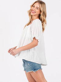 WOMEN'S SHORT PUFF SLEEVE TUNIC BLOUSE TOP
