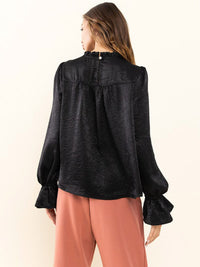 WOMEN'S LONG SLEEVE SOLID BLOUSE TOP
