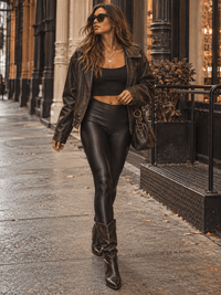 WOMEN'S ELASTIC WAIST SKINNY LEG LEGGINGS