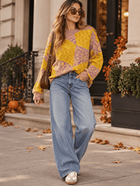 WOMEN'S LONG SLEEVE PULLOVER COLORBLOCK SWEATER