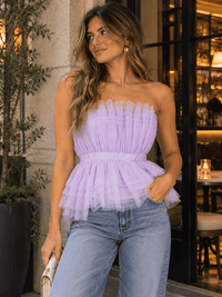 WOMEN'S SLEEVELESS ELASTIC WAIST ORGANZA TOP