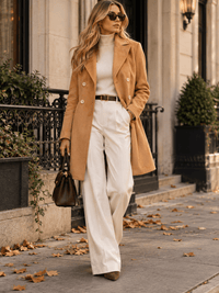 WOMEN'S LONG SLEEVE BUTTON CLOSURE FRONT POCKETS COAT
