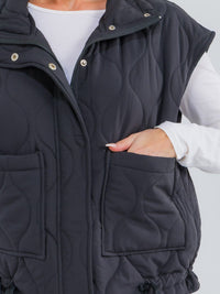 WOMEN'S SLEEVELESS BUTTON UP FRONT POCKETS VEST