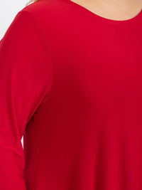 PLUS SIZE 3/4 SLEEVE FRONT POCKETS HIGH-LOW MAXI DRESS
