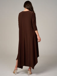 WOMEN'S 3/4 SLEEVE FRONT POCKETS HIGH-LOW MAXI DRESS