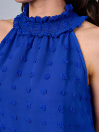 WOMEN'S SLEEVELESS HALTER NECK SWISS DETAILED TOP