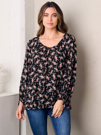 WOMEN'S LONG SLEEVE TUNIC FLORAL TOP