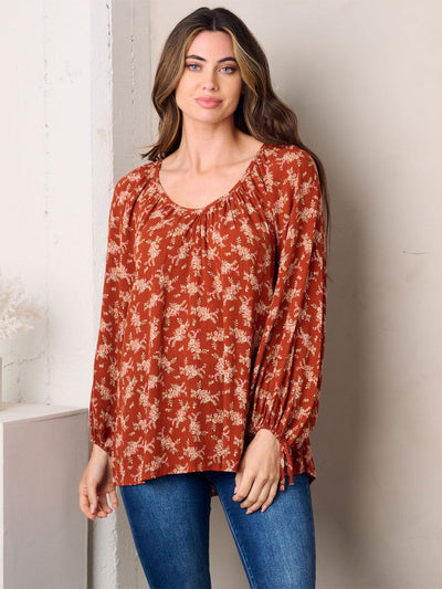 WOMEN'S LONG SLEEVE TUNIC FLORAL TOP