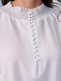 WOMEN'S LONG SLEEVES MOCK NECK BUTTON UP BLOUSE