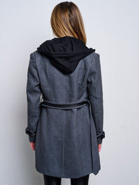 WOMEN'S LONG SLEEVE BUTTON UP REMOVABLE HOODIE JACKET