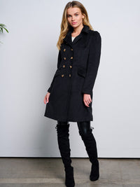 WOMEN'S LONG SLEEVE BUTTON CLOSURE POCKETS COAT