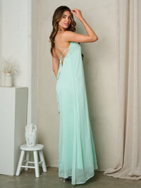 WOMEN'S SLEEVELESS V-NECK OPEN BACK MAXI DRESS