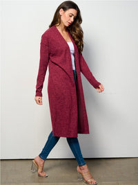 WOMEN'S LONG SLEEVE OPEN FRONT SOLID CARDIGAN