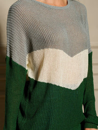 WOMEN'S LONG SLEEVE COLORBLOCK PULLOVER SWEATER