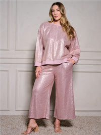 PLUS SIZE LONG SLEEVE SEQUINS PULLOVER SWEATER