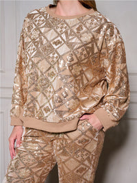 PLUS SIZE LONG SLEEVE SEQUINS PULLOVER SWEATER