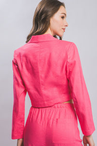 WOMEN'S LONG SLEEVE BUTTON CLOSURE BLAZER