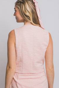 WOMEN'S SLEEVELESS BUTTON UP FRONT POCKETS BLOUSE