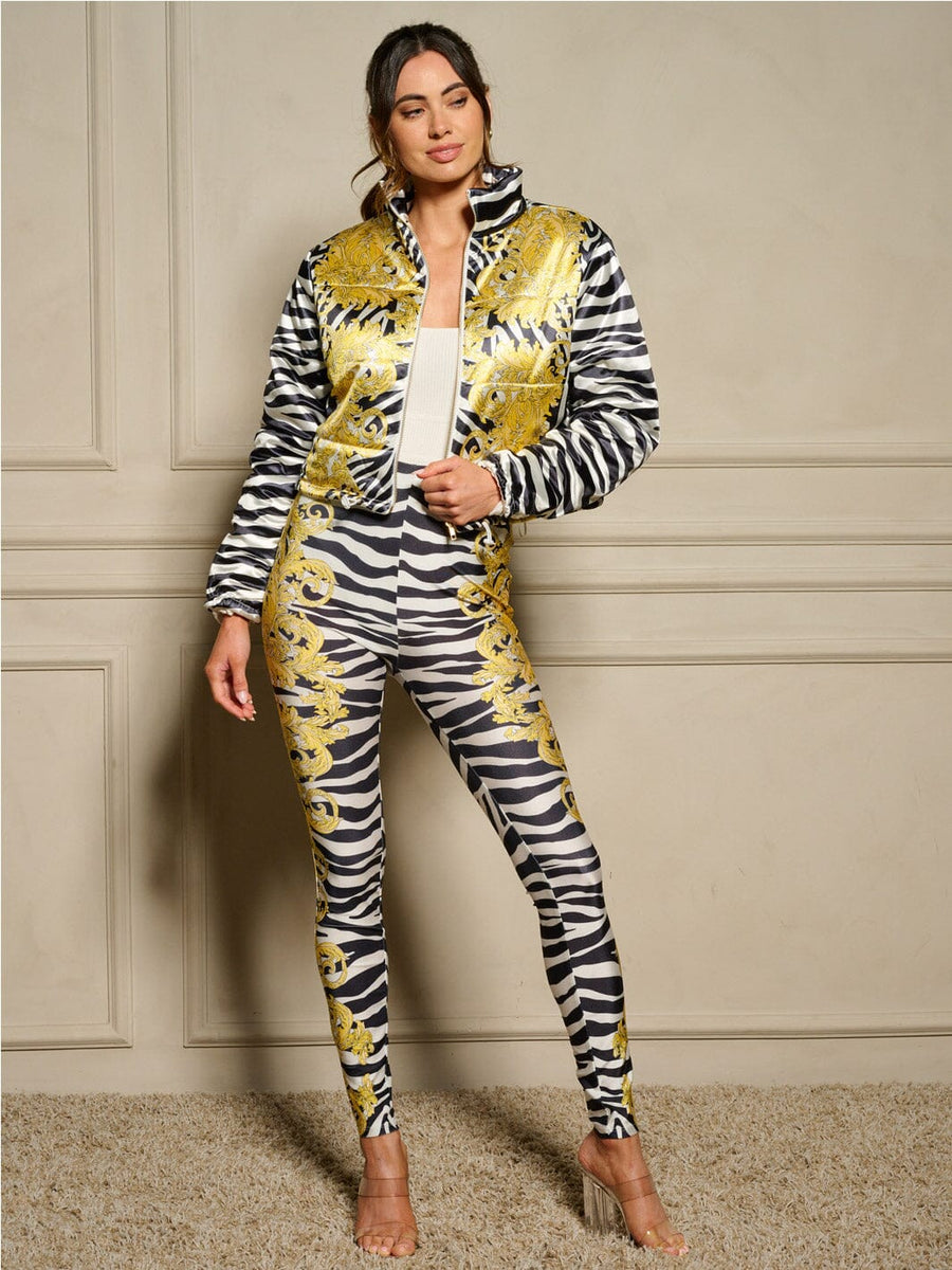 Wrap up casual jacket elastic waistband pants set