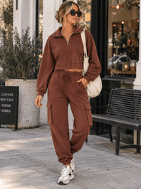 WOMEN'S LONG SLEEVE OPEN BACK SWEATER & ELASTIC WAIST JOGGER PANTS 2PC. SET