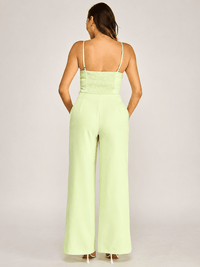 ******WOMEN'S SLEEVELESS SMOCK TOP & BUTTON CLOSURE POCKETS WIDE LEG PANTS 2PC. SET