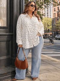 PLUS SIZE LONG SLEEVE BUTTON UP FRONT POCKET HIGH-LOW OVERSIZED BLOUSE