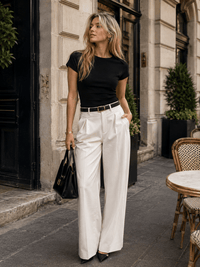WOMEN'S SHORT SLEEVE SIDE RUCHED BASIC TOP