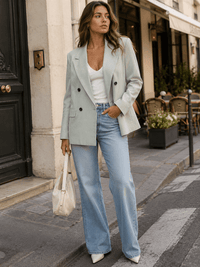 WOMEN'S LONG SLEEVE BUTTON CLOSURE STRIPES BLAZER