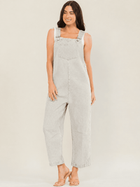 WOMEN'S SLEEVELESS POCKETS DENIM WIDE LEG OVERALL