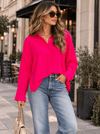 WOMEN'S LONG SLEEVE BUTTON UP BLOUSE