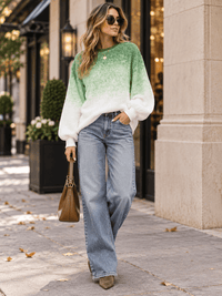 WOMEN'S LONG SLEEVE COLORBLOCK PULLOVER SWEATER