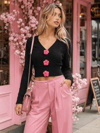 WOMEN'S LONG SLEEVE BUTTON UP KNIT SWEATER