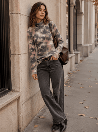 WOMEN'S LONG SLEEVE TURTLE NECK TIE DYE TOP
