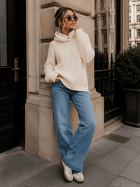 WOMEN'S LONG SLEEVE HOODED KNIT PULLOVER SWEATER