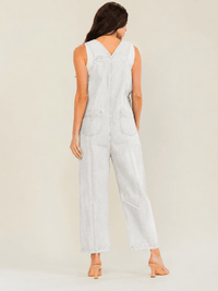 WOMEN'S SLEEVELESS POCKETS DENIM WIDE LEG OVERALL