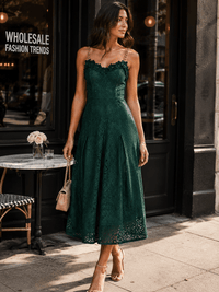 JUST ME WOMEN'S SLEEVELESS FRONT POCKETS FLORAL LACE MAXI DRESS