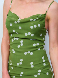 WOMEN'S SLEEVELESS RUFFLE BOTTOM HEM POLKA DOTS PRINT MAXI DRESS