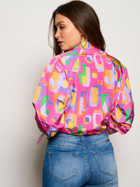 WOMEN'S LONG SLEEVE ZIP UP MULTI PRINT JACKET
